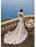Long Sleeves Beaded Lace Tulle Keyhole Back Elegant Wedding Dress